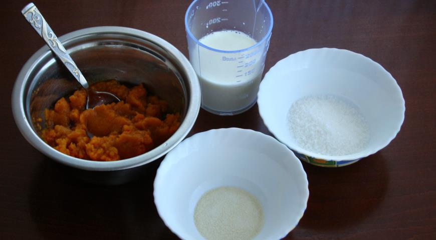 Ингредиенты для приготовления заливки для Птичье молоко из тыквы